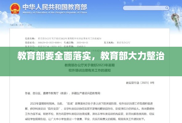 教育部要全面落实,教育部大力整治